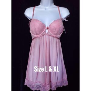 NWT Daisy Fuentes Intimates Roseate Lace Babydoll Set, Size L